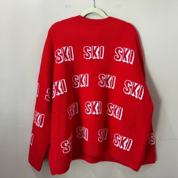 NWT CeCe Women’s XL Knit Sweater Top Pullover Soft Red Ski Winter - Picture 2 of 6